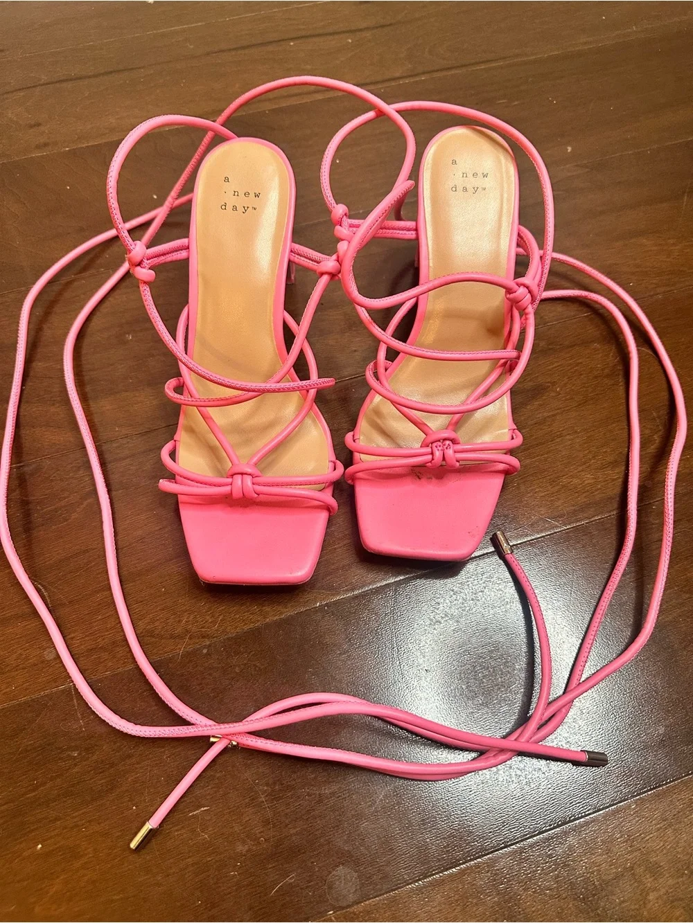a new day Hot Pink Lace-Up Strappy Heeled Sandals
